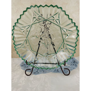 Vintage Federal Glass Pioneer Fruit Fluted Sawtooth Edge Glass Bowl 11.5 X 2